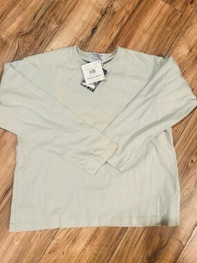 Indigenous Long Sleeve Crew Tee in Pale Mint Green